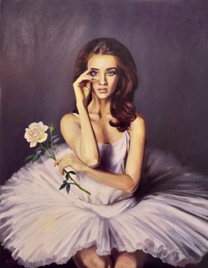 Serghei GHEITU, Ballerina portrait with a white rose