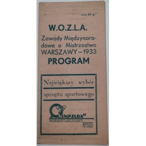 [Program] L.A. Mistrzostwa Warszawy, 1933[autograf Lechner]