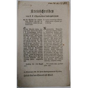[Cyrkularz] Ołów - zniesienie ograniczeń wywozu, 1801, Lwów