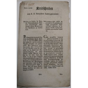 [Cyrkularz] ustanowienie komór celnych w Galicji, 1804.