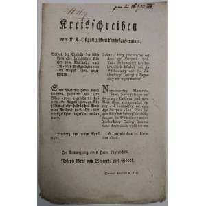 [Cyrkularz] zakaz importu ksiąg żydowskich, 1801 r.