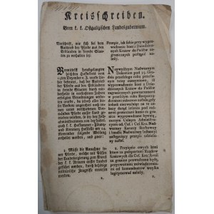 [Cyrkularz] zakaz wywozu koni, Lwów, 1798