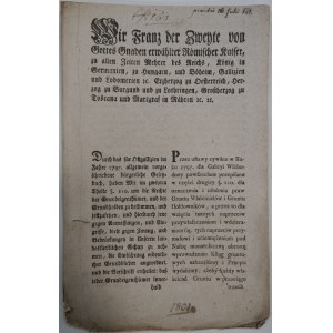 Franciszek II Habsburg- księgi gruntowe w Galicji Wsch. 1801