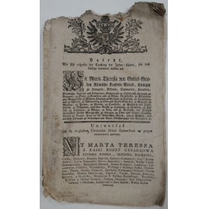 Maria Teresa, Patent dot. chrztu dzieci żydowskich, 1775r.