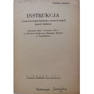 Instrukcja o kanonicznym badaniu narzeczonych, 1947