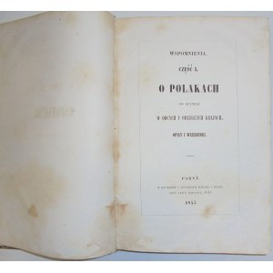 [Oleszczyński A.] Wspomnienia o Polakach... cz.1., 1843