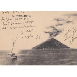 Stromboli wulkan 1926 Pocztówka