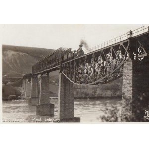 Zaleszczyki Most kolejowy Parowóz 1932 Pocztówka Podole