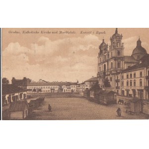 Grodno Kościół i Rynek 1920 Pocztówka