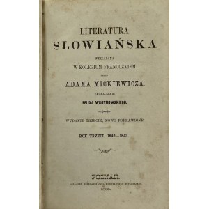 Mickiewicz Adam, Literatura słowiańska wykładana w Kolegium Francuzkiem. [T. 3], Rok trzeci, 1842-1843