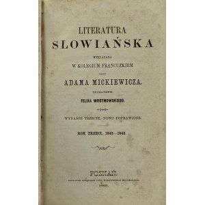 Mickiewicz Adam, Slavic Literature taught at the French College. [Vol. 3], Year three, 1842-1843