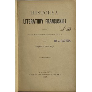 Sarnecki Zygmunt, Historia literatury francuskiej [1897]
