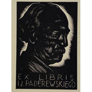 Reprodukcja exlibrisu Jana Ignacego Paderewskiego wykonanego w drzeworycie wedle projektu Stanisława Zgaińskiego z 1938 r.