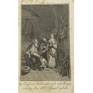 Schuler Édouard, miedzioryt Abraham verbindet sich mit Hagar welche ihm den Ismael gebahr