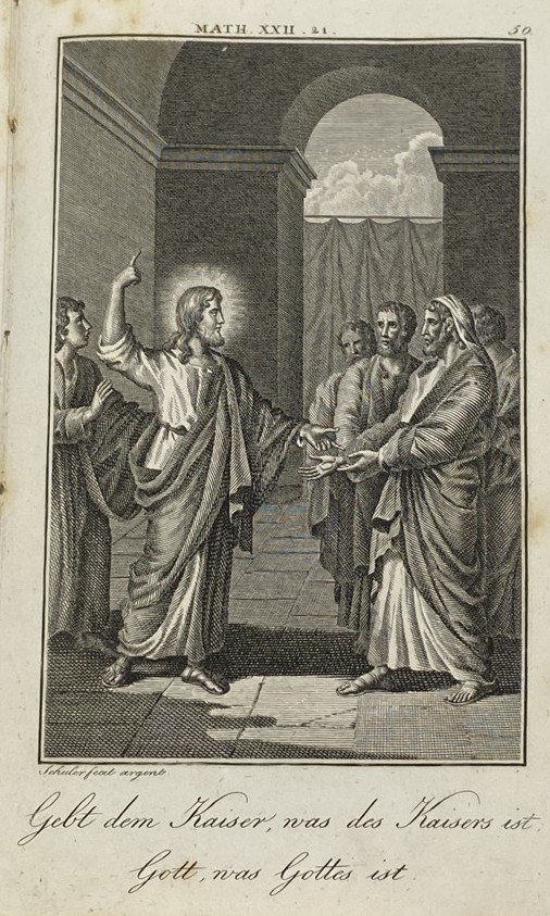 Schuler Édouard, miedzioryt "Gebt dem Kaiser was des Kaisers ist Gott