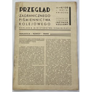 Przegląd Zagranicznego Piśmiennictwa Kolejowego nr 4/120 r. 1937/ XI, Kwiecień
