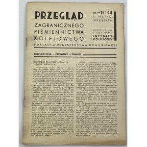 Przegląd Zagranicznego Piśmiennictwa Kolejowego nr 9/125 r. 1937/ XI, Wrzesień