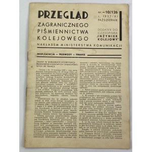 Przegląd Zagranicznego Piśmiennictwa Kolejowego nr 10/126 r. 1937/ XI, Październik