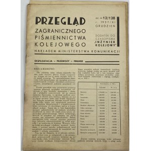 Przegląd Zagranicznego Piśmiennictwa Kolejowego nr 12/128 r. 1937/ XI, Grudzień