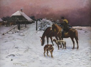 Wywiórski Michał Gorstkin, ŚWIT PRZED POLOWANIEM, OK. 1890