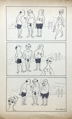 Zbigniew Lengren (1919 - 2003), „Na plaży” ilustracja satyryczna 1953 r.