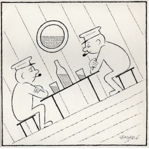 Zbigniew Lengren (1919 - 2003), „Na statku” ilustracja satyryczna