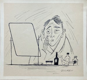 Zbigniew Lengren (1919 - 2003), Recto: „Poranna toaleta” ilustracja satyryczna Verso: szkic portretowy