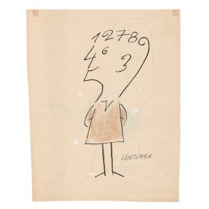 Zbigniew Lengren (1919 - 2003), Recto „12345…” Verso: ilustracja satyryczna