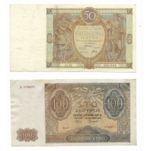 Zestaw - 50 złotych 1929 seria EG oraz 100 złotych 1941 seria D