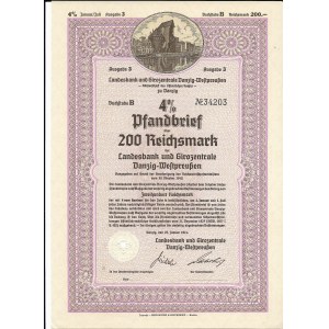 Landesbank und Girozentrale Danzig-Westpreuüen, Pfandbrief 200 Reichsmark, 1940
