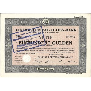 Danziger Privat Actien Bank 100 Gulden 1934 - przedruk 100 Reichsmark 1940