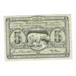 Grenlandia, 5 kroner 1953 - rzadki w takim stanie