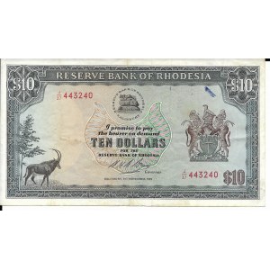 Rodezja, 10 Dolarów 1975