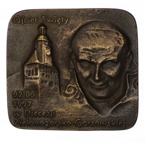 Medal z okazji wizyty papieża w Gorzowie 1997, brąz, 67x62 mm