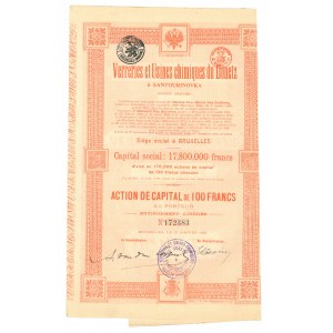 Belgia, Verreries et Usines chimiques du Donetz a Santourinovka, 100 francs, 1920