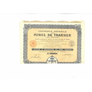Francja, Compagnie Generale des Mines de Thakhek, 100 francs, 1928