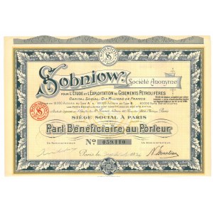 Francja, Sobniow Sociecte Anonyme, part beneficaire au porter, 1924