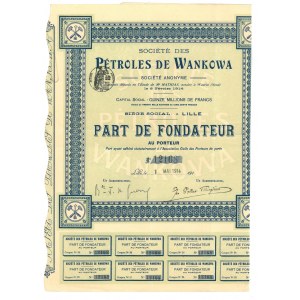 Francja, Societe des Petroles de Wankowa, part de fondateur, 1914