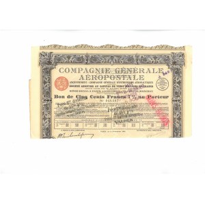 Francja, Compagnie Generale Aeropostale, bon 500 francs, 1927
