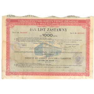 Polska, Towarzystwo Kredytowe Ziemskie w Warszawie, 1000 złotych, 1930