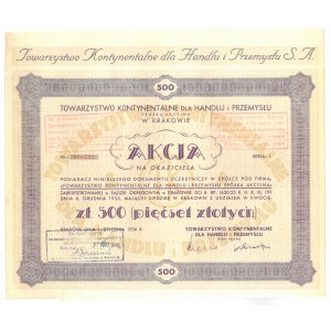 Kraków, Towarzystwo Kontynetalne dla Handlu i Przemysłu S.A w Krakowie., 500 złotych, 1936