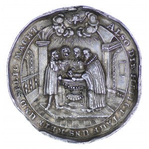 ŚLĄSK, medal chrzcielny, sygnowany Johann Kittel, XVII w.
