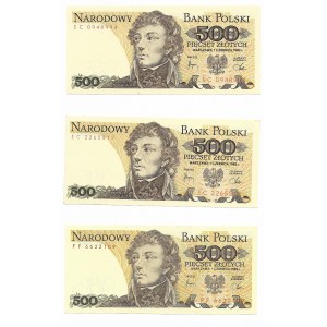 Zestaw 3 x 500 złotych 1982, seria FF,EC