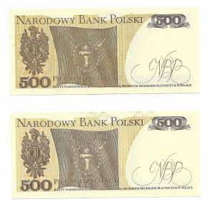 Zestaw 2 x 500 złotych 1982, seria FD,FU