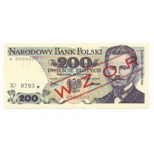 200 złotych 1976 , seria A numeracja 0000000, WZÓR/SPECIMEN, dodatkowa numeracja wzoru 0793★