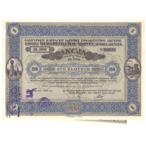 Lwów, Galicyjskie Karpackie Naftowe Towarzystwo Akcyjne dawniej Bergheim & Mac Garvey, 100 złotych