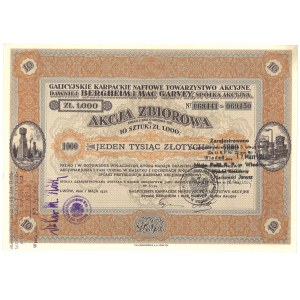 Lwów, Galicyjskie Karpackie Naftowe Towarzystwo Akcyjne dawniej Bergheim & Mac Garvey, 1000 złotych
