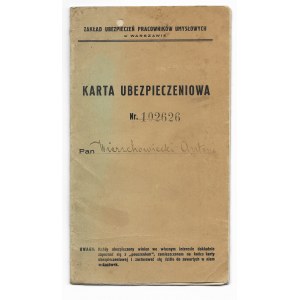 Karta ubezpieczniowa - Zakład Ubezpieczeń Pracowników Umysłowych w Warszawie - 1928