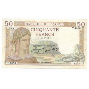 Francja, 50 Franków 1936 - rzadkie