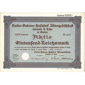 Gubin, Akcja Fabryka Kapeluszy, 1000 Reichsmark 1928